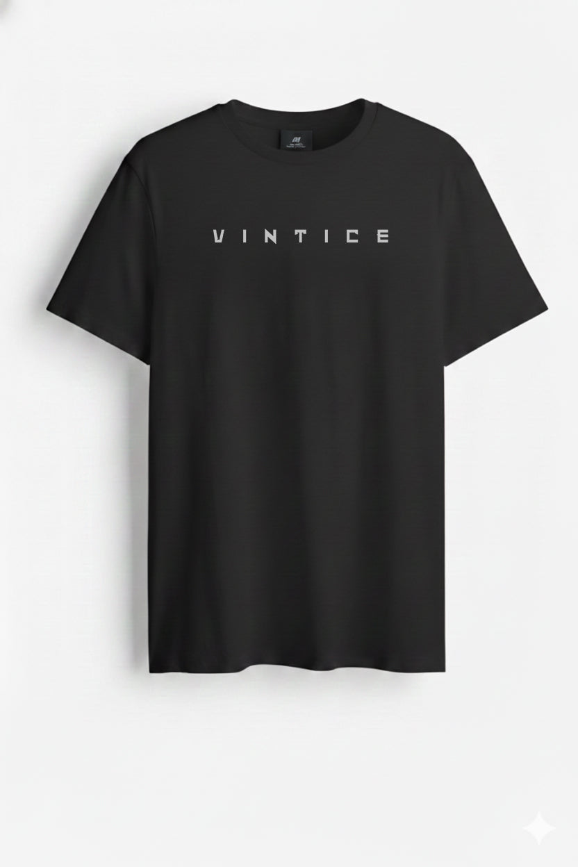Vintice Black CottonT-Shirt – Regular Fit