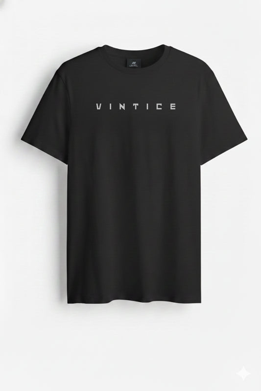 Vintice Black CottonT-Shirt – Regular Fit
