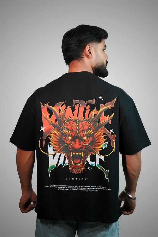 Vintice Dragon Oversized T-Shirt – Black