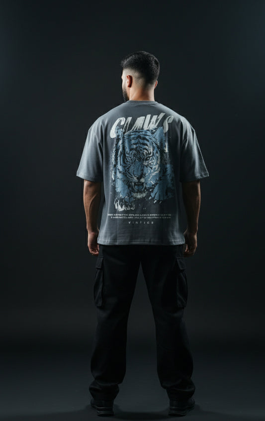 PREMIUM CLAWS OVERSIZED FIT T-SHIRT -  CHARCOAL GREY
